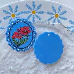 Озёрно--синий Акриловые подвески с цветами, Плут синий, 42x38 мм