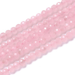Pink Natürlichen grünen Jade Perlen Stränge, facettiert, Rondell, rosa, 3x2.5 mm, Bohrung: 0.2 mm, ca. 130~140 Stk. / Strang, 15.5~16 Zoll (39~40 cm)