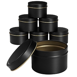 Черный Жестяные банки для свечей, со съемными крышками, для изготовления свечей, Искусства и ремесла, сухое хранение, сувениры и многое другое, чёрные, 6.8x4.85 см, Внутренний диаметр: 6.05 cm, 20 шт / коробка