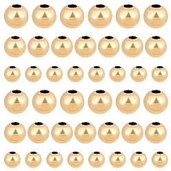 Покрыть Золотом 30шт 3 стиль бусины из желтого золота, 1/20 14 к золоту, круглые, 2~4 мм, отверстие : 0.5~1.5 мм, 10 шт / стиль