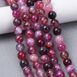 Camélia Chapelets de perles en agate veines de dragon naturelles , teints et chauffée, lisse et rond, camélia, 8mm, Trou: 0.8mm, Environ 48 pcs/chapelet, 15.35'' (39 cm)