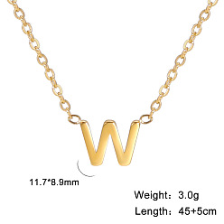 Letter W 201 колье из нержавеющей стали, золотые, Буква W, 17.72 дюйм (45 см), Кулон : 11x8.9 мм