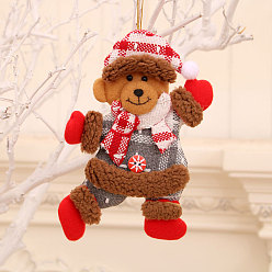 Colorful Christmas Cloth Bear Doll Hanging Ornaments, Pendant for Home Tree Decorations, Colorful, 180x130mm