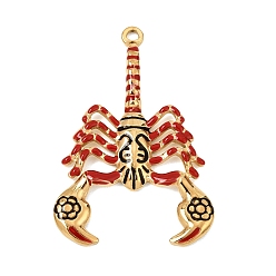 Real 18K Gold Plated 304 Stainless Steel Pendants, with Enamel, Scorpion Charms, Ion Plating(IP), Real 18K Gold Plated, 43.5x29x3mm, Hole: 2mm