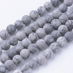 Камень Карты Камень натуральной карты / камень пикассо / нити из бисера пикассо яшмы, матовые, круглые, 6~6.5 мм, отверстие : 1 мм, около 60 шт / нитка, 14.9 дюйм (38 см)