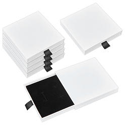 Blanco 6unidades de cajas de cartón para embalar juegos de joyas, para el collar, Esposas, con la esponja en el interior, plaza, blanco, 10x9.9x1.7 cm
