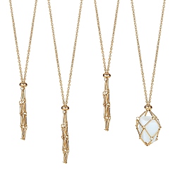 Золотой 3шт. Латунный плетеный мешочек для макраме, пустой держатель для камня, ожерелье, колье с подвеской-цепочкой, регулируемое колье из металлической сетки, золотые, 17-1/4 дюйм (43.8 см), Кулон : длиной 50 мм 