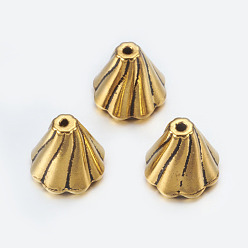 Античное Золото  Крышки для бусин тибетского стиля, античное золото , без кадмия и без свинца, 13x12 мм, отверстие : 2 мм, внутренний диаметр: 10 мм