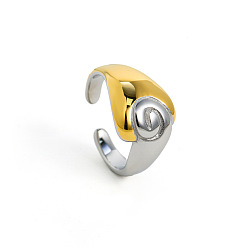 Golden & Stainless Steel Color 304 Stainless Steel Cuff Open Rings, Spiral Shape, Golden & Stainless Steel Color, 15~20mm