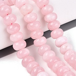 Pink Бусины из натурального белого нефрита, гладкая рондель, окрашенные, розовые, 12x7.5 мм, отверстие : 0.5~1.2 мм, около 48~56 шт / нитка, 14.17~16.73 дюйм (36~42.5 см)