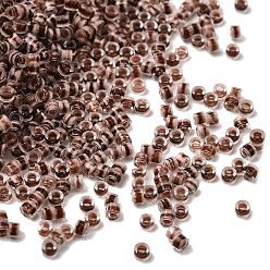 Коричневый Цилиндрические стеклянные бусины, прозрачные цвета внутри, кофе, 2.5x1.8 мм, отверстие : 2 мм, Около 2700 шт / 450 г