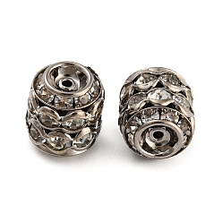 Платина Латунные бусины со стразами , баррель, платина, 11.5x10 мм, отверстие : 1 мм