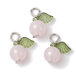 Pink Акриловые подвески, с железными штифтами с плоской головкой, фруктовые прелести, розовые, 15x11.5x7.5 мм, отверстие : 2 мм