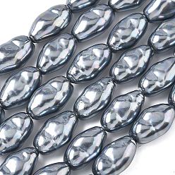 Серый Гальванизированное непрозрачное стекло имитация жемчужных нитей, овальные, серые, 18~20x10~11x8~9 мм, отверстие : 1.2 мм, около 22 шт / нитка, 16.02'' (40.7 см)