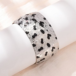 Платина Браслеты-манжеты из кованой латуни с эмалью, широкие браслеты для женщин, леопардовым принтом, без кадмия и без свинца, долговечный, стойки покрытие, платина, внутренний диаметр: 2.28 дюйм (5.8 см)
