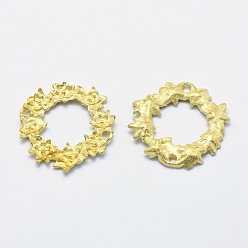 Без Покрытия Соединители латунные звенья, без свинца, без кадмии и без никеля, цветок, сырой (без покрытия), 18x19x1.5 мм, отверстие : 1 мм