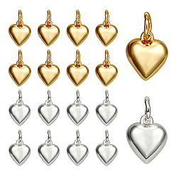 Золотой & Серебряный 20 шт. 2 цвета стойки, латунные подвески, сердце прелести, с прыжковых колец, долговечный, без свинца и без кадмия, золотой и серебряный, 12x10x5.5 мм, отверстие : 4.5 мм, 10 шт / цвет