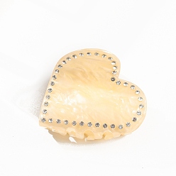 Мокасин Акриловые коготь заколки, со стразами, аксессуары для волос для женщин и девочек, сердце, мокасин, 97x58x57 мм