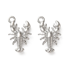 Платина Подвески из морской латуни, креветки прелести, платина, 14x8x2.5 мм, отверстие : 1.4 мм