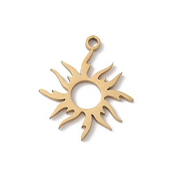 Настоящее золото 18K 201 подвески из нержавеющей стали, солнечные чары, лазерная резка, реальный 18 k позолоченный, 16x13.5x1 мм, отверстие : 1.2 мм