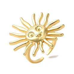 Солнце Латунные манжеты для женщин, долговечный, без кадмия и без свинца, реальный 18 k позолоченный, солнце, 30x30 мм