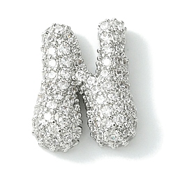 Letter N Подвески из латуни с покрытием из прозрачного кубического циркония, без кадмия и без свинца, долговечный, алфавит, платина, реальный 18 k позолоченный, Письмо N, 16x13x5 мм, отверстие : 3x1.8 мм