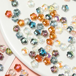 (52) Непрозрачная лаванда Прозрачные стеклянные бусины, цветок, граненые, разноцветные, 8x8x4.5 мм, отверстие : 1 мм