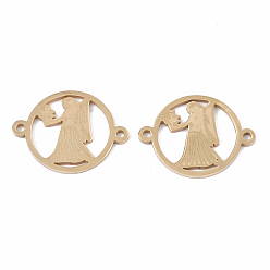 Virgo 201 Stainless Steel Links connectors, Constellations, Flat Round, Golden, Virgo, 21x16x1mm, Hole: 1.4mm