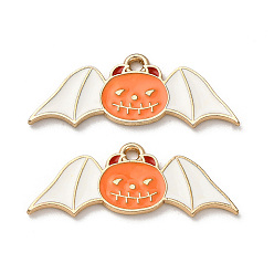 Оранжевый Подвески из сплава хэллоуина с эмалью, летучая мышь, оранжевые, 10x26.5x1 мм, отверстие : 1.5 мм