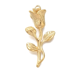 Настоящее золото 18K Ионное покрытие (ip) 304 подвески из нержавеющей стали, цветочный шарм, реальный 18 k позолоченный, 34x16x8 мм, отверстие : 1.8 мм