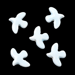 Aqua Perles en porcelaine manuelles, colombe de la paix, porcelaine émaillée lumineux, Aqua, 17~17.5x13.5~14x4.5~5mm, Trou: 1.6~1.8mm