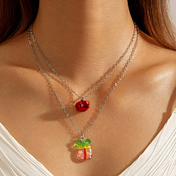 Box Рождественский колокольчик из смолы, двухслойные железные цепочки для женщин, платина, красочный, коробка, 15.75 дюйм (40 см)