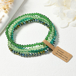 Зеленый лайм 4шт. набор из граненых круглых стеклянных бусин с гальваническим покрытием для женщин, зеленый лайм, 6-7/8 дюйм (17.5 см)