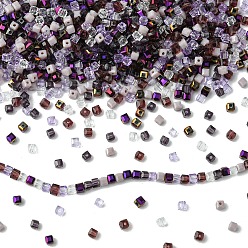 Purple 500Pcs Cube Glass Beads, Faceted, Mixed Styles , Purple, 4x4x4mm, 500pcs/set