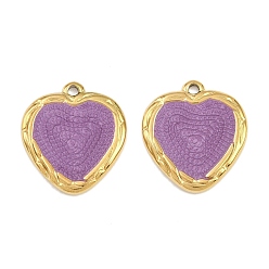 Фиолетовый 304 нержавеющая сталь с эмалевыми подвесками, сердце, ионное покрытие (ip), золотые, фиолетовые, 18.5x16.5x2.5 мм, отверстие : 1.5 мм