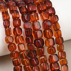Rouge Orange Perles d'ambre naturel brins, nuggets, pierre tombée, rouge-orange, 6~7.5x5~8x4.5~7.5mm, Trou: 0.7mm, Environ 54~57 pcs/chapelet, 14.57''~15.75'' (37~40 cm)
