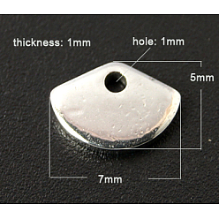 Stainless Steel Color Non-Tarnish 201 Stainless Steel Stamping Blank Tag Pendants, Shelll, 7x5x1mm, Hole: 1mm