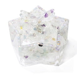 Флюорит Подарочные коробки из смолы, с натуральным флюоритом внутри шкатулок для ювелирных изделий, звезда, 95x95x80 мм