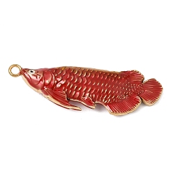 Real 18K Gold Plated 304 Stainless Steel Enamel Big Pendants, Fish Charms, Ion Plating(IP), Real 18K Gold Plated, 78x23x13mm, Hole: 4mm