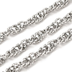 Нержавеющая Сталь Цвет 304 из нержавеющей стали веревочные сети, несварные, с катушкой, цвет нержавеющей стали, 10.5x7x1.5 мм