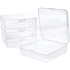 Clear Polypropylene(PP) Plastic Boxes, Bead Storage Containers, with Hinged Lid, Square, Clear, 12.5x12.5x3.5cm