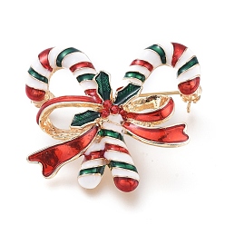 Разноцветный Позолоченные броши из сплава, с стразами и эмалью, двойные рождественские костыли, на Рождество, красочный, 34.5x38x14.5 мм , штифт: 0.8 мм