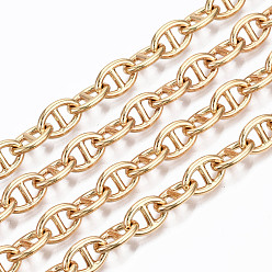 Настоящее золото 16K Латунные соединительные цепи для маринеров, пайки, без кадмия, без никеля и без свинца, с катушкой, реальный 16 k позолоченный, 10x6.6x1.4 мм, около 16.4 футов (5 м) / рулон