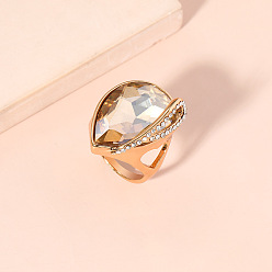 Champagne Gold Кольца из золотистого сплава со стразами, слеза, шампанское золото