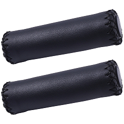 Negro 1 Par de fundas de manillar de piel sintética para bicicleta, columna, negro, 121~122x33 mm, diámetro interior: 19 mm