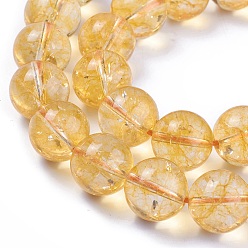 Citrine Natural Citrine Beads Strands, Round, Dyed & Heated, 14mm, Hole: 1mm, about 28pcs/strand, 15.5 inch
