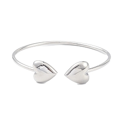 Платина Латунные браслеты с покрытием стойки, браслет-манжета с сердцем для женщин, долговечный, без кадмия и без свинца, платина, внутренний диаметр: 2-1/8 дюйм (5.3 см) x 2-1/2 дюйм (6.3 см)