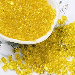 Золотистый Бисер из стекла , прозрачные цвета, арахис, золотые, 5~6x2.5~3x3~3.5 мм, отверстие : 1~1.2 мм, Около 5000 шт / фунт