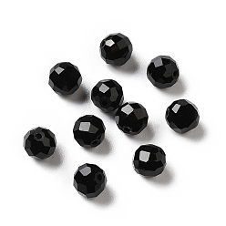 Black Glass Imitation Austrian Crystal Beads, Faceted, Round, Black, 6mm, Hole: 1mm