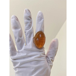 Сиена Овальные прозрачные кольца из смолы, цвет охры, внутренний диаметр: 17 мм